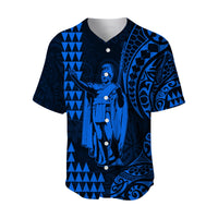 (Custom Text and Number) Hawaii Day Kakau Baseball Jersey Proud To Be Hawaiian Blue King Kamehameha and Kanaka Maoli LT13 - Polynesian Pride