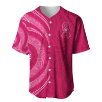(Custom Personalised) Breast Cancer Awareness Baseball Jersey Hibiscus Polynesian No One Fights Alone LT13 Pink - Polynesian Pride