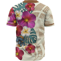 Papua New Guinea Baseball Shirt - The Tropical Plumeria Flower Style - Polynesian Pride