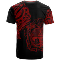 Nauru T Shirt Nauru Tatau Red Patterns With Coat Of Arms - Polynesian Pride