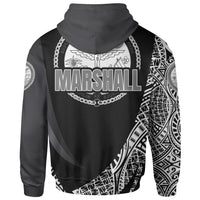 Marshall Islands Zip Hoodie White Polynesian Patterns Sport Style - Polynesian Pride