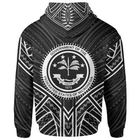 Federated States of Micronesia Zip Hoodie Federated States of Micronesia Seal Black Tribal Patterns - Polynesian Pride