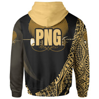 Papua New Guinea Zip Hoodie Gold Polynesian Patterns Sport Style - Polynesian Pride
