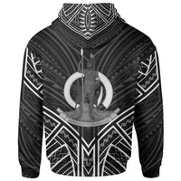 Vanuatu Zip Hoodie Vanuatu Seal Black Tribal Patterns - Polynesian Pride