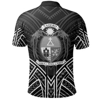 Nauru Polo Shirt Nauru Seal Black Tribal Patterns - Polynesian Pride