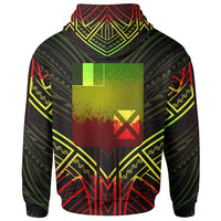 Wallis & Futuna Zip Hoodie Wallis & Futuna Seal Reggae Tribal Patterns - Polynesian Pride
