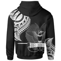 Papua New Guinea Zip Hoodie Papua New Guinea Tatau White Patterns - Polynesian Pride