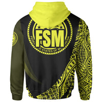 Federated States of Micronesia Zip Hoodie Yellow Polynesian Patterns Sport Style - Polynesian Pride