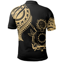 Cook Islands Polo Shirt Kuki Airani Tatau Gold Patterns - Polynesian Pride