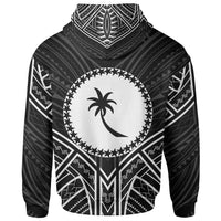 Chuuk State Zip Hoodie Chuuk State Seal Black Tribal Patterns - Polynesian Pride
