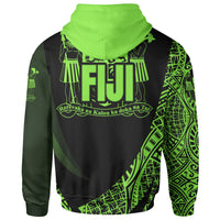Fiji Zip Hoodie Green Polynesian Patterns Sport Style - Polynesian Pride