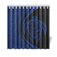 Hawaii Turtle Map Polynesian Shower Curtain - Blue - Circle Style - Polynesian Pride
