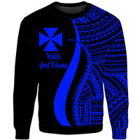 Wallis And Futuna Sweatshirt - Blue Polynesian Tentacle Tribal Pattern Unisex Blue - Polynesian Pride