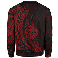New Caledonia Custom Personalised Sweatshirt - Wings Style Red Color - Polynesian Pride