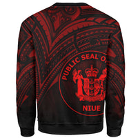 Niue Sweatshirt - Cross Style Red Color - Polynesian Pride
