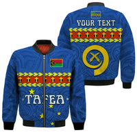 (Custom Personalised) Tafea Province Bomber Jacket Vanuatu Pig Tusk Polynesian Flag Style LT14 Unisex Blue - Polynesian Pride