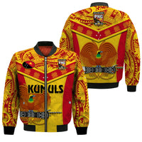 Papua New Guinea Rugby Bomber Jacket PNG Kumuls Bird Of Paradise Yellow LT14 Unisex Yellow - Polynesian Pride