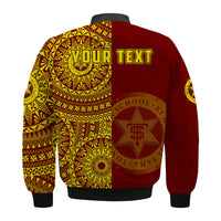 (Custom Personalised) Tonga High School Bomber Jacket Tongan Ngatu Pattern LT14 - Polynesian Pride