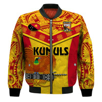 Papua New Guinea Rugby Bomber Jacket PNG Kumuls Bird Of Paradise Yellow LT14 - Polynesian Pride