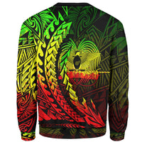 Papua New Guinea Custom Personalised Sweatshirt - Wings Style Reggae Color - Polynesian Pride