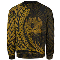 Papua New Guinea Custom Personalised Sweatshirt - Wings Style Gold Color - Polynesian Pride