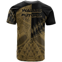 Wallis and Futuna T Shirt Gold Color Symmetry Style - Polynesian Pride