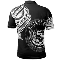 Hawaii Custom Polo Shirt Hawaii Tatau White Patterns - Polynesian Pride