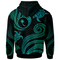 Chuuk Zip Hoodie Polynesian Turtle With Pattern - Polynesian Pride