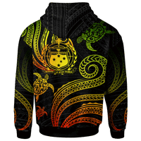 Samoa Zip Hoodie Polynesian Turtle With Pattern Reggae - Polynesian Pride