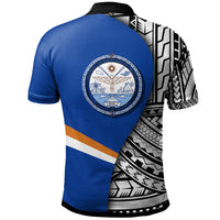 Marshall Islands Polo Shirt Coat Of Arm and Polynesian Patterns - Polynesian Pride