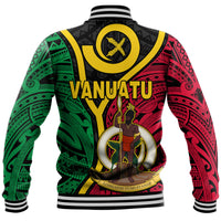Vanuatu Baseball Jacket Tribal Vanuatu Coat Of Arms Flag Style No2 LT9 - Polynesian Pride