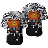 (Custom Personalised) Papua New Guinea Baseball Jersey Bird Of Paradise White Color LT6 Black - Polynesian Pride