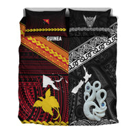 New Zealand And Papua New Guinea Bedding Set Together - Black LT8 - Polynesian Pride
