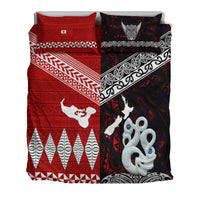 New Zealand And Tonga Bedding Set Together - Red LT8 - Polynesian Pride