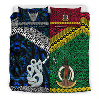 New Zealand And Vanuatu Bedding Set Together - Blue LT8 - Polynesian Pride