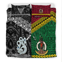 New Zealand And Vanuatu Bedding Set Together - Black LT8 - Polynesian Pride