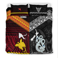 New Zealand And Papua New Guinea Bedding Set Together - Black LT8 - Polynesian Pride