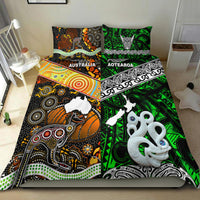 New Zealand Maori Aotearoa And Australia Aboriginal Bedding Set Together - Green LT8 - Polynesian Pride