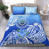 Federated States Of Micronesia Bedding Set Polynesian Floral Tribal LT9 Blue - Polynesian Pride