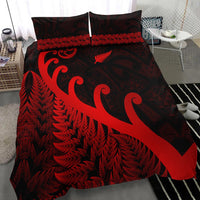 New Zealand Rugby Maori Bedding Set Silver Fern Koru Vibes - Red LT8 - Polynesian Pride