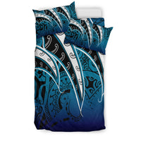 Polynesian Bedding Set - Tropical Leaf Blue Gradient Style - Polynesian Pride