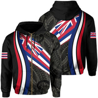 Hawaii Flag Polynesian Hoodie Zip Beige Ten Style Unisex Beige - Polynesian Pride