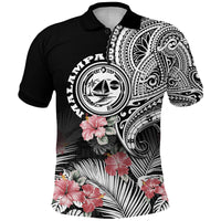 Vanuatu Malampa Province Polo Shirt Hibiscus Tribal Polynesian Tattoo Ver Black LT9 Black - Polynesian Pride