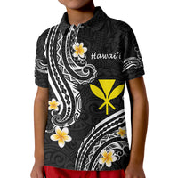Hawaii Polo Shirt Black Polynesian Line Style LT9 Kid Black - Polynesian Pride