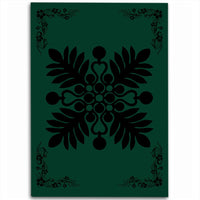 Hawaiian Quilt Maui Plant And Hibiscus Pattern Area Rug - Black Sacramento - AH Black - Polynesian Pride