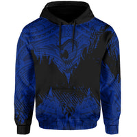 Hawaii Polynesian Hoodie Warrior Ikaika Benjamin Style Blue - Polynesian Pride