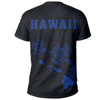 Hawaii Kakau Three Turtles T Shirt Blue - Polynesian Pride