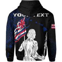 Personalized Hawaii Map Polynesian Warrior Ikaika Hoodie William Style Blue - Polynesian Pride