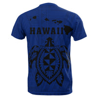 Turtle Polynesian Map T Shirt Blue - Polynesian Pride