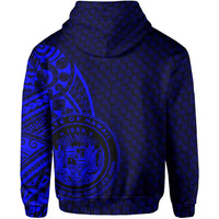Hawaii Polynesian Hoodie Blue Emboss Style - Polynesian Pride